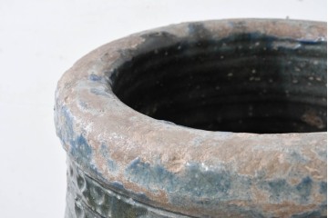 中国アンティーク　古玩　緑釉の色合いと質感が味わい深い大きな壺　(R-087354)