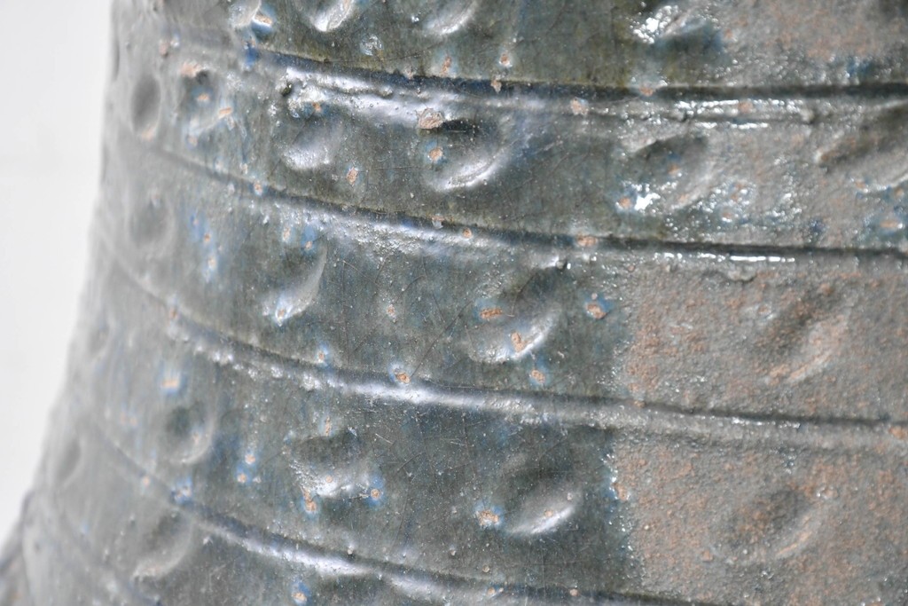 中国アンティーク　古玩　緑釉の色合いと質感が味わい深い大きな壺　(R-087354)