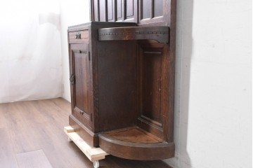 和製アンティーク　上手物!　楢(ナラ)材　彫刻が際立つ古い洋館のホールスタンド　(R-087357)