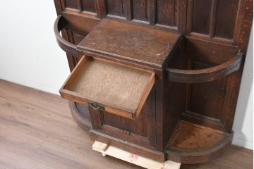 和製アンティーク　上手物!　楢(ナラ)材　彫刻が際立つ古い洋館のホールスタンド　(R-087357)