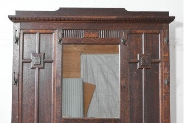 和製アンティーク　上手物!　楢(ナラ)材　彫刻が際立つ古い洋館のホールスタンド　(R-087357)