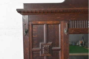 和製アンティーク　上手物!　楢(ナラ)材　彫刻が際立つ古い洋館のホールスタンド　(R-087357)