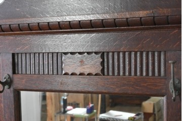 和製アンティーク　上手物!　楢(ナラ)材　彫刻が際立つ古い洋館のホールスタンド　(R-087357)