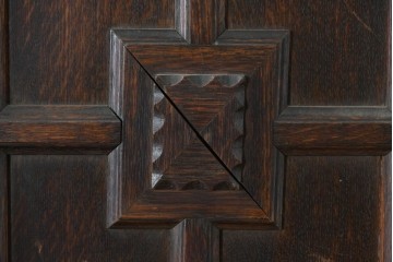 和製アンティーク　上手物!　楢(ナラ)材　彫刻が際立つ古い洋館のホールスタンド　(R-087357)