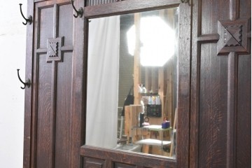 和製アンティーク　上手物!　楢(ナラ)材　彫刻が際立つ古い洋館のホールスタンド　(R-087357)