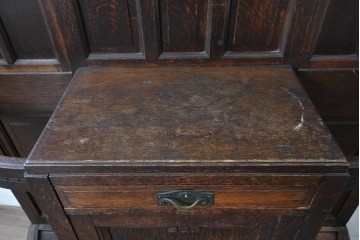 和製アンティーク　上手物!　楢(ナラ)材　彫刻が際立つ古い洋館のホールスタンド　(R-087357)