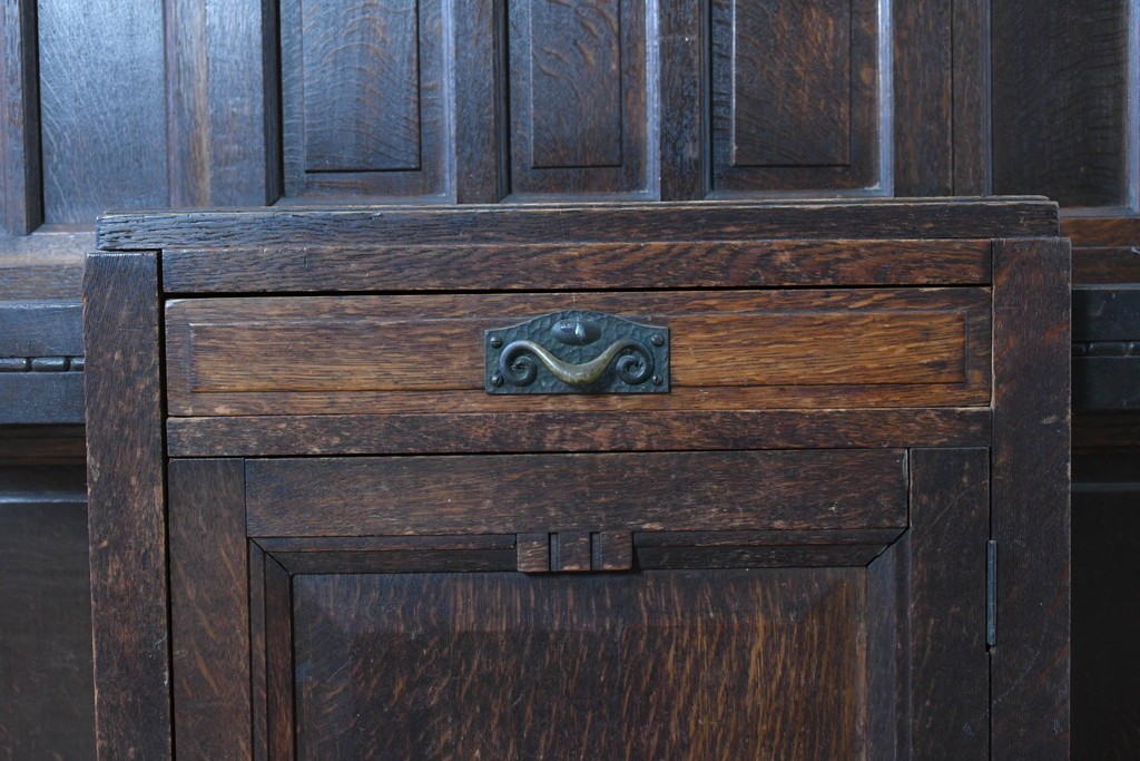 和製アンティーク　上手物!　楢(ナラ)材　彫刻が際立つ古い洋館のホールスタンド　(R-087357)