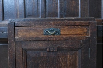 和製アンティーク　上手物!　楢(ナラ)材　彫刻が際立つ古い洋館のホールスタンド　(R-087357)