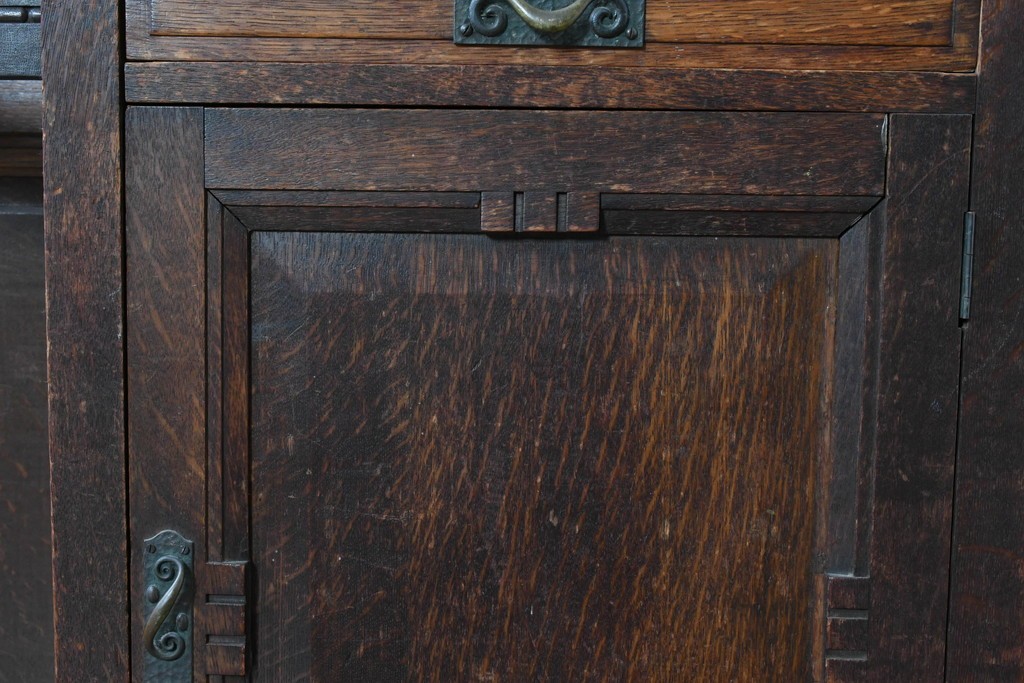 和製アンティーク　上手物!　楢(ナラ)材　彫刻が際立つ古い洋館のホールスタンド　(R-087357)