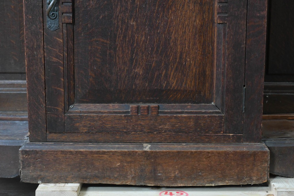 和製アンティーク　上手物!　楢(ナラ)材　彫刻が際立つ古い洋館のホールスタンド　(R-087357)