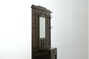 和製アンティーク　上手物!　楢(ナラ)材　彫刻が際立つ古い洋館のホールスタンド　(R-087357)