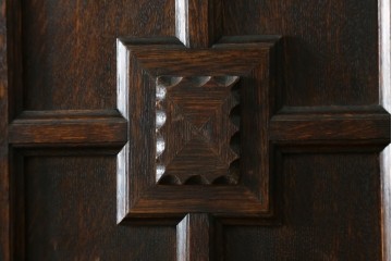 和製アンティーク　上手物!　楢(ナラ)材　彫刻が際立つ古い洋館のホールスタンド　(R-087357)