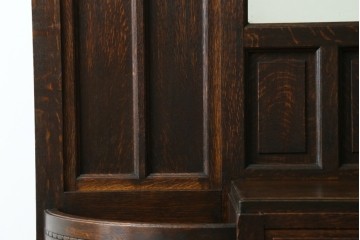 和製アンティーク　上手物!　楢(ナラ)材　彫刻が際立つ古い洋館のホールスタンド　(R-087357)