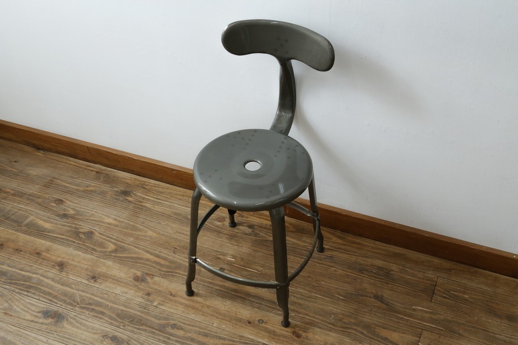 中古　美品　フランス　オールスチール製　Whale Tail(ホエールテイル・チェア)　工業用チェアの名作!　Nicolle Chair(ニコルチェア)　定価約6万円　(R-087359)