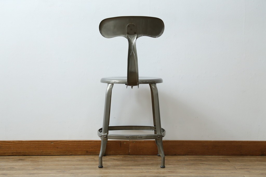 中古　美品　フランス　オールスチール製　Whale Tail(ホエールテイル・チェア)　工業用チェアの名作!　Nicolle Chair(ニコルチェア)　定価約6万円　(R-087359)