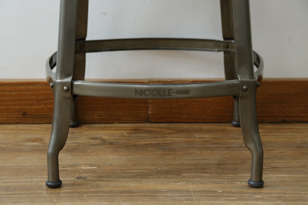 中古　美品　フランス　オールスチール製　Whale Tail(ホエールテイル・チェア)　工業用チェアの名作!　Nicolle Chair(ニコルチェア)　定価約6万円　(R-087359)