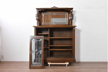 中古　美品　希少な廃番品　三越家具(現カントリーハウス)　Brugge(ブルージュ)　優美な装飾のミラー付きキャビネット　(R-087360)