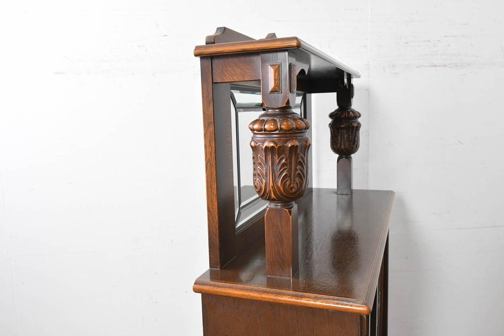 中古　美品　希少な廃番品　三越家具(現カントリーハウス)　Brugge(ブルージュ)　優美な装飾のミラー付きキャビネット　(R-087360)