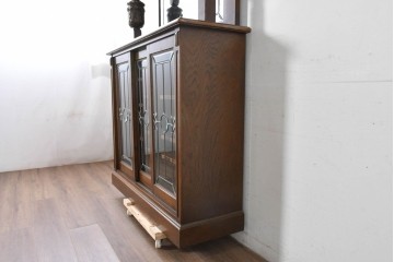 中古　美品　希少な廃番品　三越家具(現カントリーハウス)　Brugge(ブルージュ)　優美な装飾のミラー付きキャビネット　(R-087360)