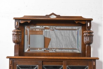 中古　美品　希少な廃番品　三越家具(現カントリーハウス)　Brugge(ブルージュ)　優美な装飾のミラー付きキャビネット　(R-087360)