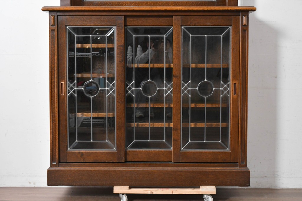 中古　美品　希少な廃番品　三越家具(現カントリーハウス)　Brugge(ブルージュ)　優美な装飾のミラー付きキャビネット　(R-087360)