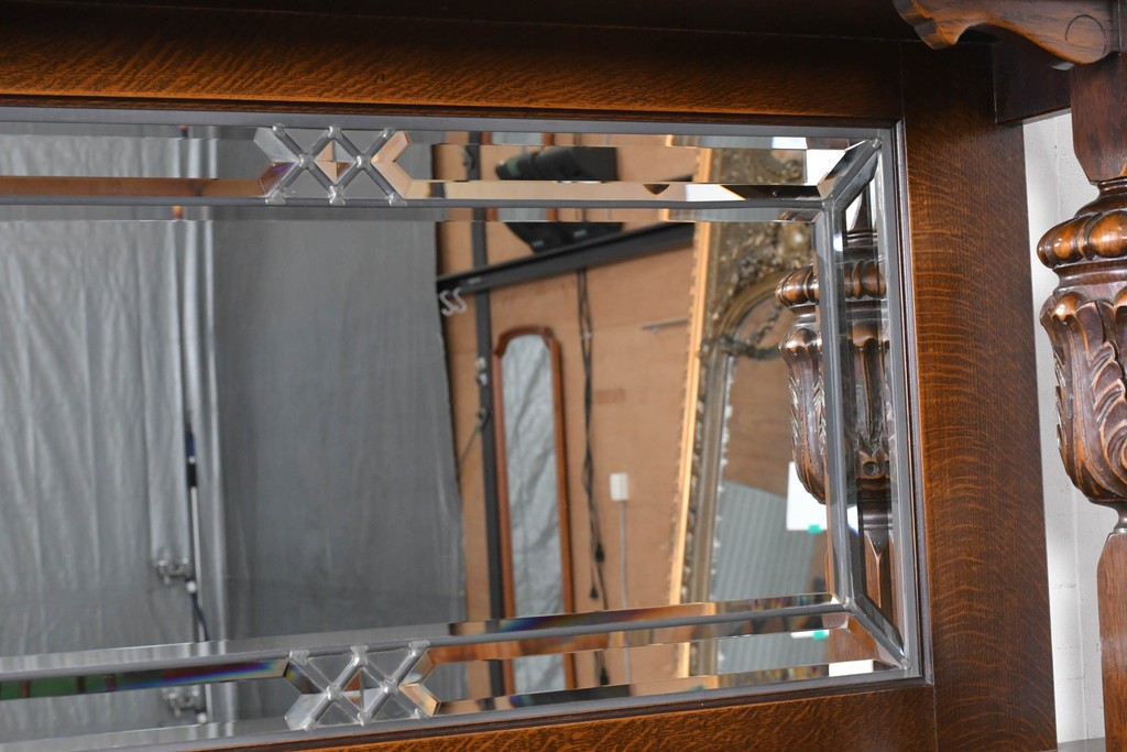 中古　美品　希少な廃番品　三越家具(現カントリーハウス)　Brugge(ブルージュ)　優美な装飾のミラー付きキャビネット　(R-087360)