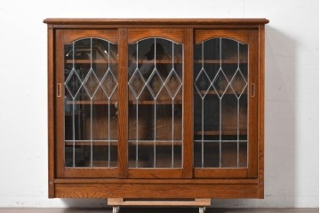 中古　希少な廃番品　三越家具(現カントリーハウス)　Brugge(ブルージュ)　ステンドグラス入り扉のサイドボード　(R-087361)