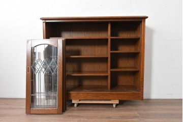 中古　希少な廃番品　三越家具(現カントリーハウス)　Brugge(ブルージュ)　ステンドグラス入り扉のサイドボード　(R-087361)