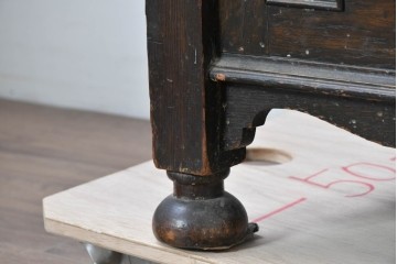 イギリスアンティーク　オーク材　クラシカルで重厚感のある収納付きモンクスベンチ　(R-087363)