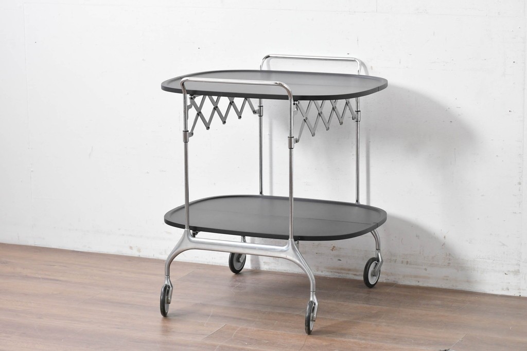 中古　イタリア　Kartell(カルテル)　GASTONE(ガストーネ)　折り畳めるトロリーワゴン　定価約15万円　(R-087366)