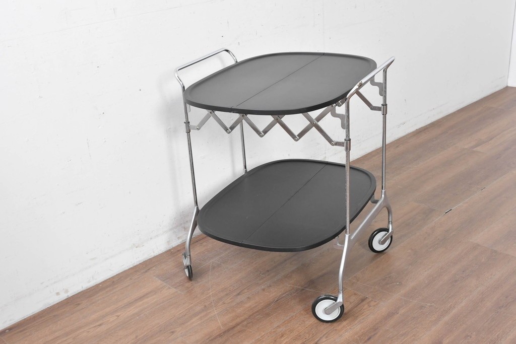 中古　イタリア　Kartell(カルテル)　GASTONE(ガストーネ)　折り畳めるトロリーワゴン　定価約15万円　(R-087366)