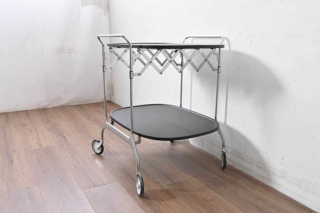 中古　イタリア　Kartell(カルテル)　GASTONE(ガストーネ)　折り畳めるトロリーワゴン　定価約15万円　(R-087366)