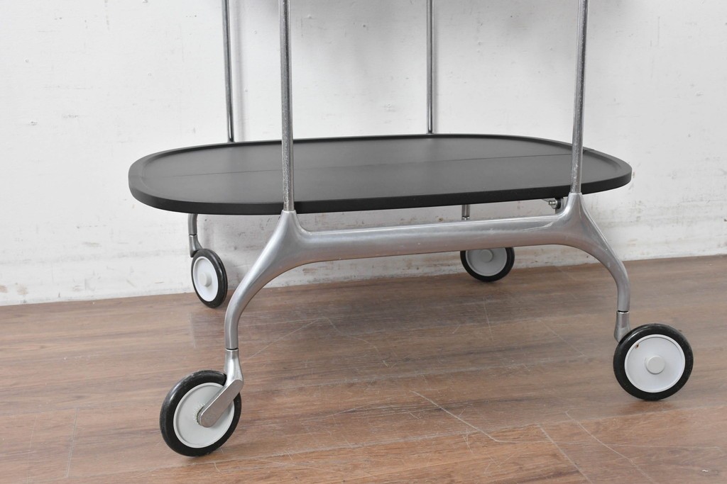 中古　イタリア　Kartell(カルテル)　GASTONE(ガストーネ)　折り畳めるトロリーワゴン　定価約15万円　(R-087366)