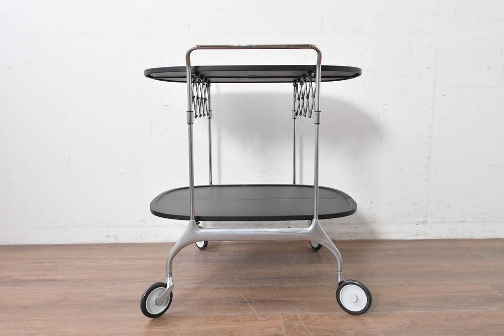 中古　イタリア　Kartell(カルテル)　GASTONE(ガストーネ)　折り畳めるトロリーワゴン　定価約15万円　(R-087366)