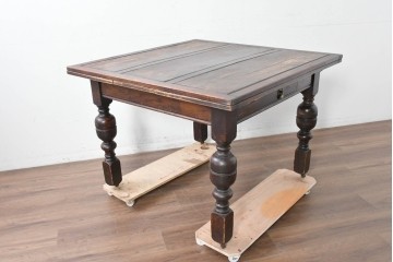 イギリスアンティーク　オーク材　大振りサイズのドローリーフテーブル　(R-087371)