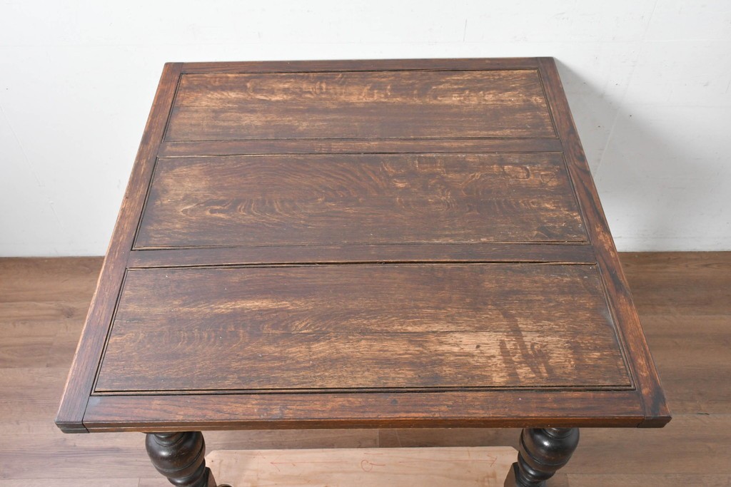 イギリスアンティーク　オーク材　大振りサイズのドローリーフテーブル　(R-087371)