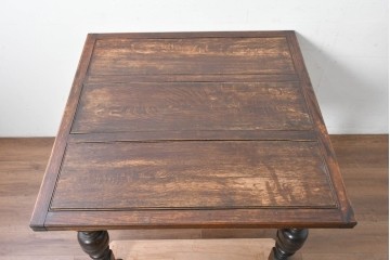 イギリスアンティーク　オーク材　大振りサイズのドローリーフテーブル　(R-087371)