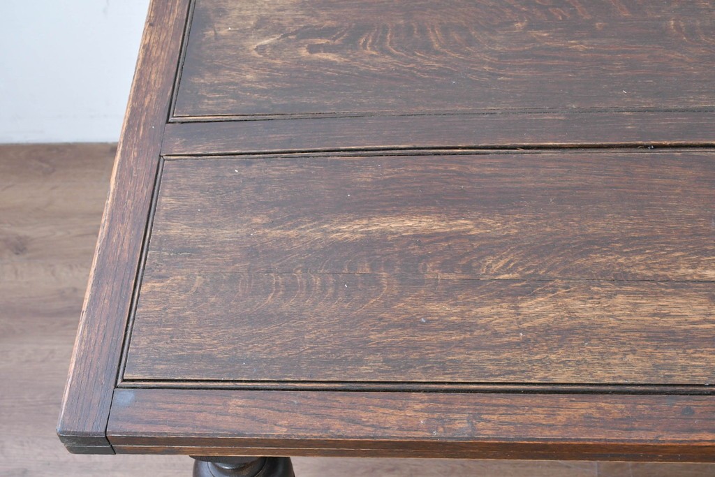 イギリスアンティーク　オーク材　大振りサイズのドローリーフテーブル　(R-087371)