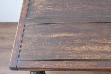 イギリスアンティーク　オーク材　大振りサイズのドローリーフテーブル　(R-087371)