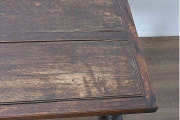 イギリスアンティーク　オーク材　大振りサイズのドローリーフテーブル　(R-087371)