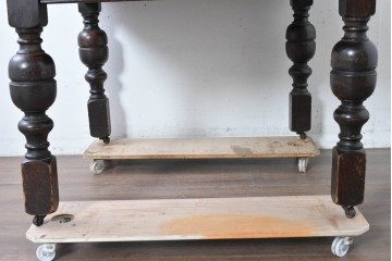 イギリスアンティーク　オーク材　大振りサイズのドローリーフテーブル　(R-087371)