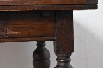 イギリスアンティーク　オーク材　大振りサイズのドローリーフテーブル　(R-087371)