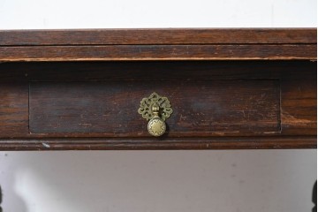 イギリスアンティーク　オーク材　大振りサイズのドローリーフテーブル　(R-087371)