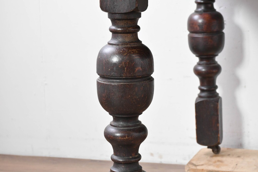 イギリスアンティーク　オーク材　大振りサイズのドローリーフテーブル　(R-087371)