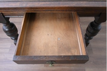 イギリスアンティーク　オーク材　大振りサイズのドローリーフテーブル　(R-087371)