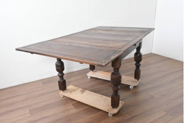 イギリスアンティーク　オーク材　大振りサイズのドローリーフテーブル　(R-087371)