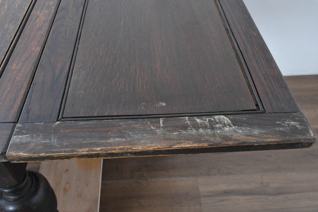 イギリスアンティーク　オーク材　大振りサイズのドローリーフテーブル　(R-087371)