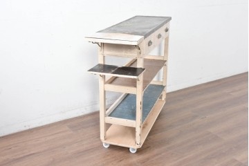 【簡易リペア限定品】和製アンティーク　天板銅板仕上げ　引き出しきのコンソールテーブル　(R-087372)