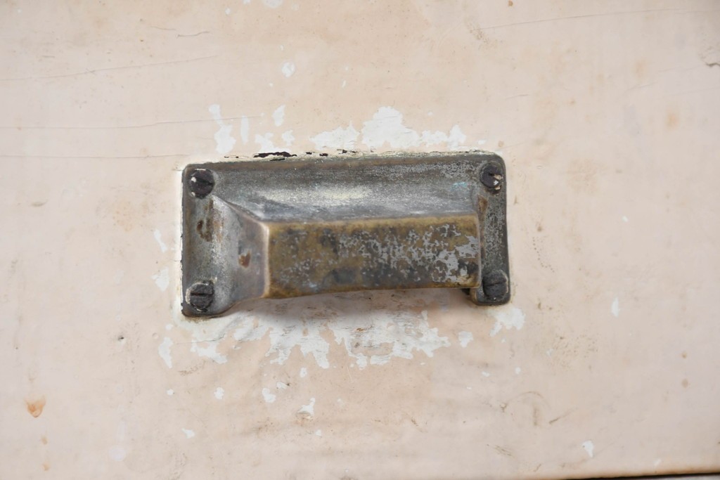 【簡易リペア限定品】和製アンティーク　天板銅板仕上げ　引き出しきのコンソールテーブル　(R-087372)