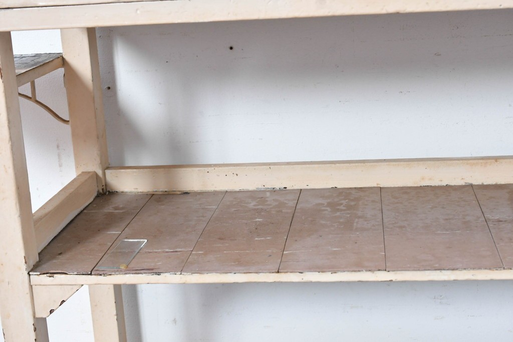 【簡易リペア限定品】和製アンティーク　天板銅板仕上げ　引き出しきのコンソールテーブル　(R-087372)